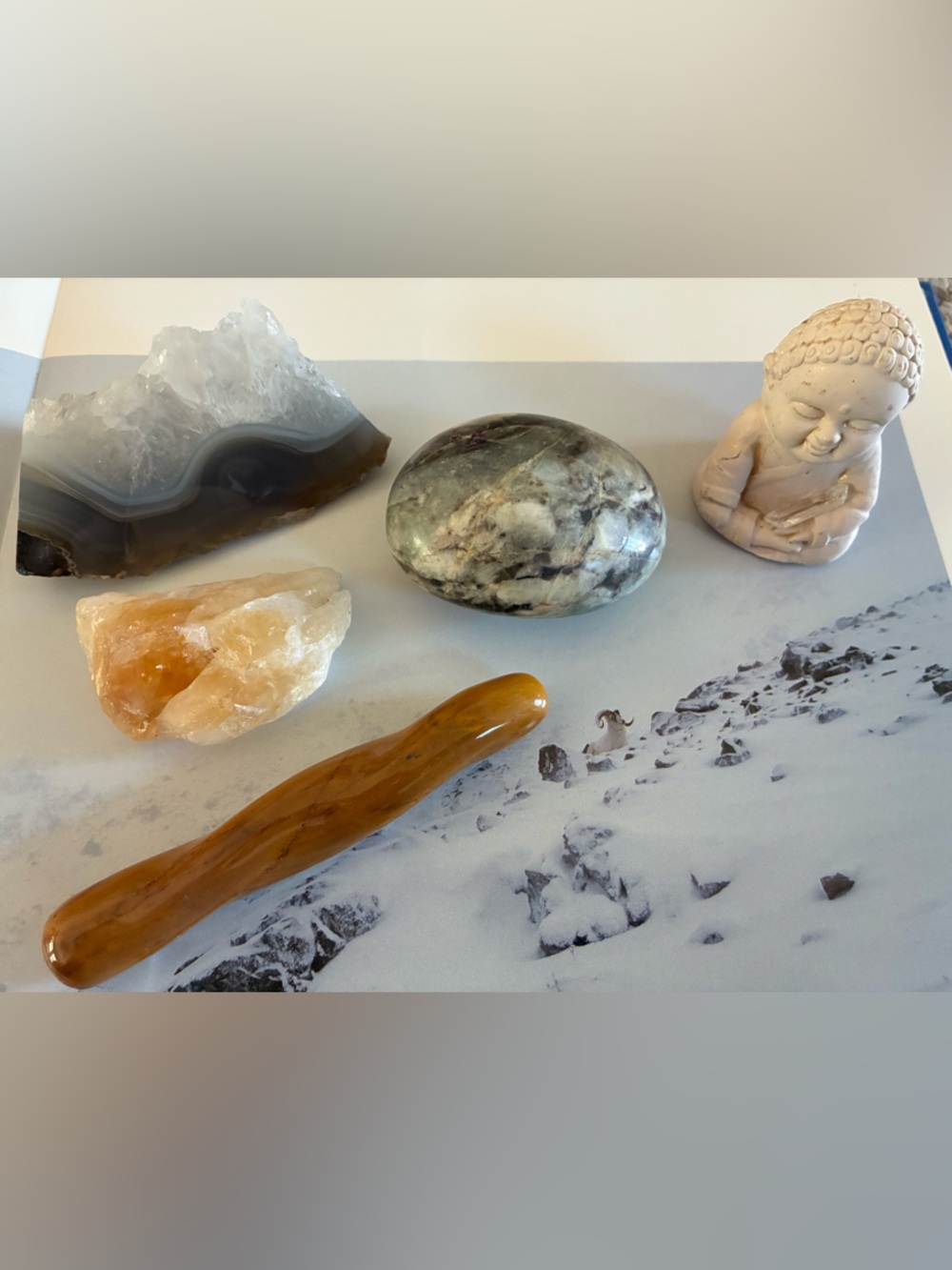 🔮 5 Piece Healing Crystal Gift Box - Plum Blossom Tourmaline Palm Stone (rare)⚡️
